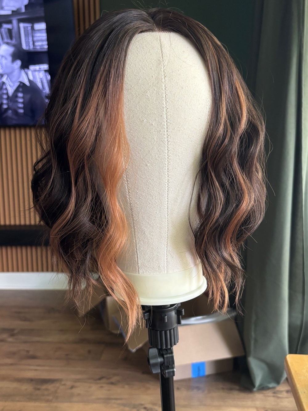 Brown and Copper Wavy Short Wig - Women Hair